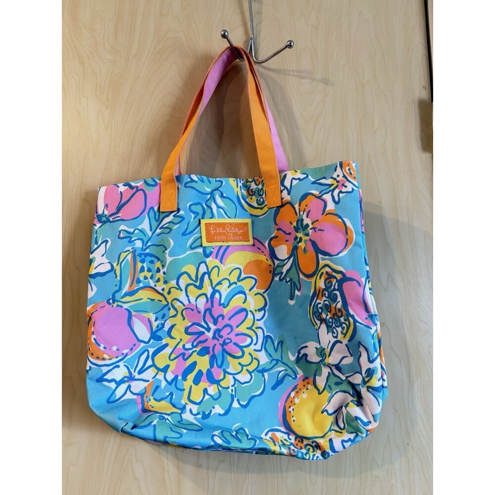 LILLY PULITZER ESTEE LAUDER BEACH TOTE BAG RESORT VACATION CANVAS PURSE LIMITED